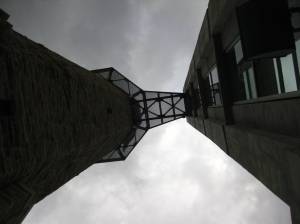 Looking up in between Vulcan's pedestal and the addition