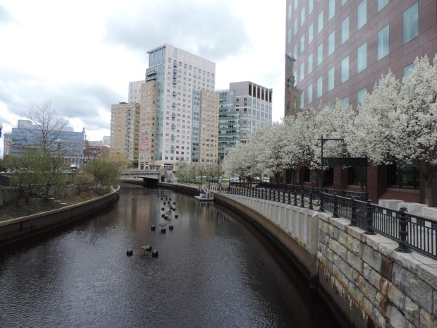 Along the riverwalk in downtown Providence. 