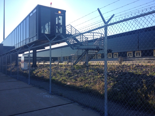 The terminal is fenced off. 